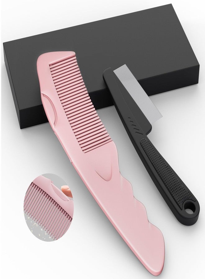 EHBELIF Dandruff Comb 2PC Upgraded Fine Tooth Scalp Detox Comb Lice for Women, Men & Kids Scalp Detoxing, Sweep & Massage Hair Brush Tool with Elegant Box for Hair Care (Pink) - Image 1